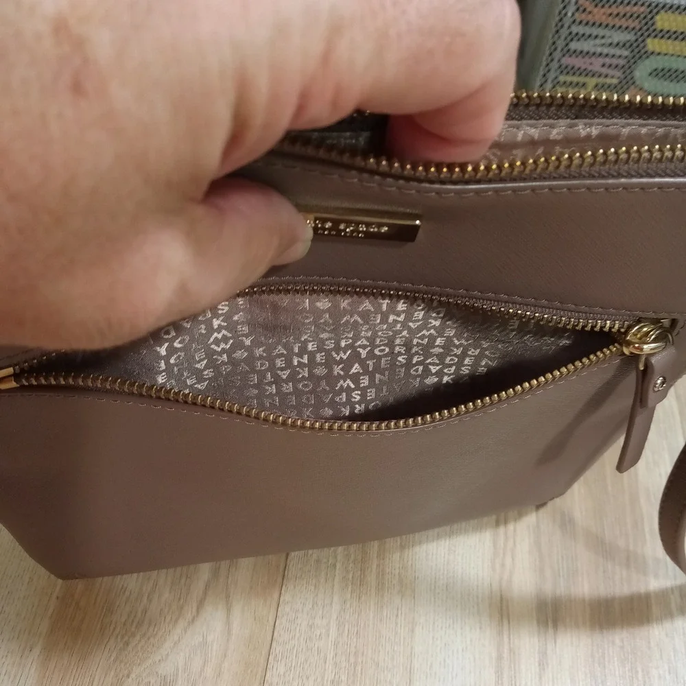 Kate Spade New York Mauve Taupe Laurel Way Rima Crossbody Bag Gold Hardware
